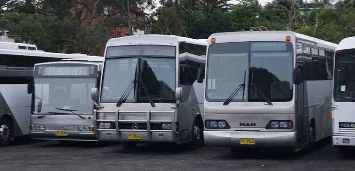 Federation Mercedes O405NH Bustech TV083A, O500RF Coach Design TV086A, MAN 22.360 Ansair Orana TV092A